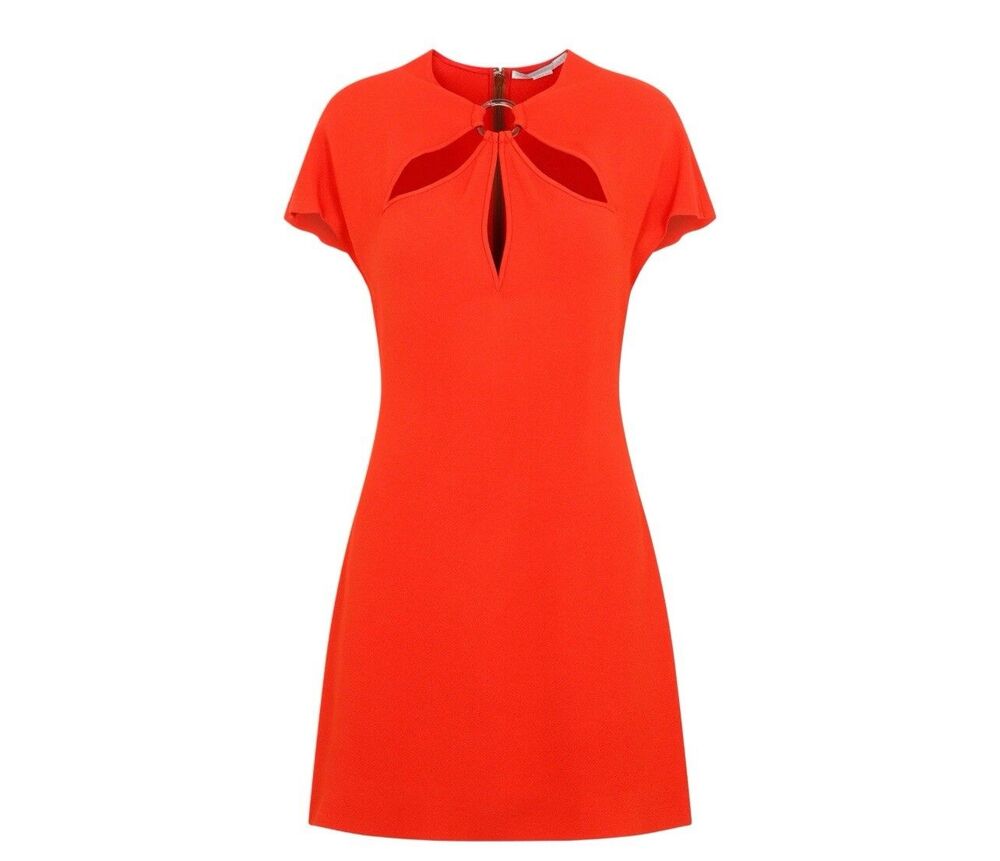 Stella McCartney Keyhole Cut Out Detail Mini Dress In Tomato Red Sz 42/US 12